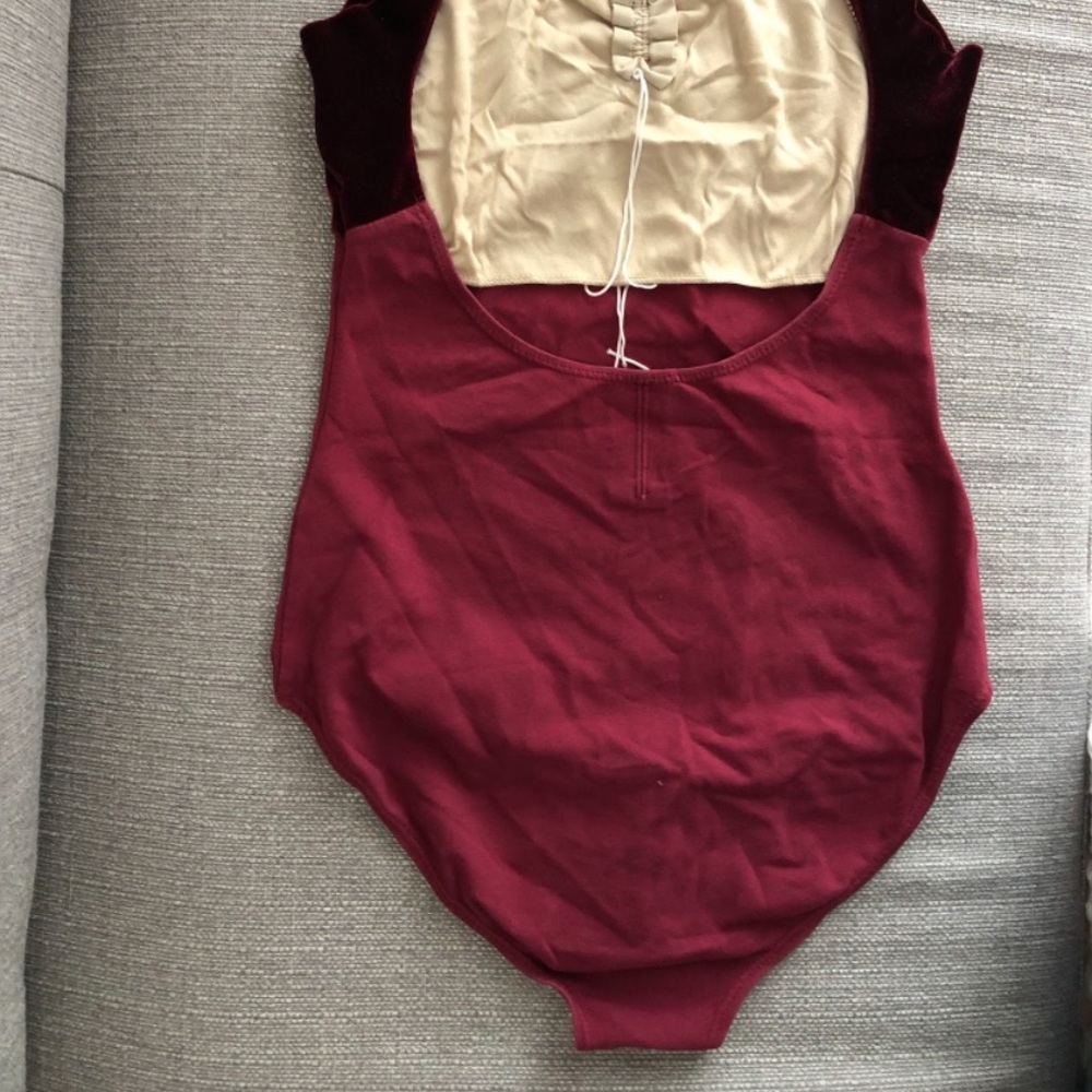 SANSHA Maroon Velvet Cami Lowback Leotard Bodysuit - Picture 4 of 6